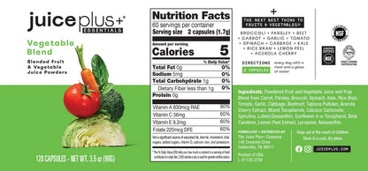 Fruit & Vegetable Blend Capsules Plant-Based Whole Food Supplement Each (60 Servings)